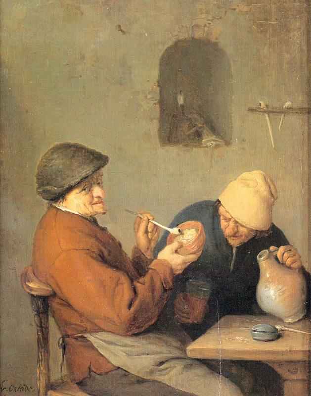 Ostade, Adriaen van The Drinker and the Smoker Norge oil painting art